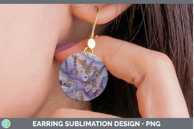 Lavender Round Earrings 3D Agate Flowers Sublimation Earring
