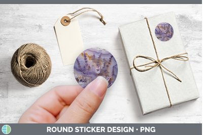 3D Agate Flowers Lavender Stickers | Round Labels Designs