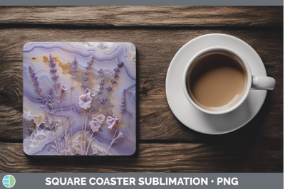 Lavender Square Coaster 3D Agate Flowers Sublimation Drink M