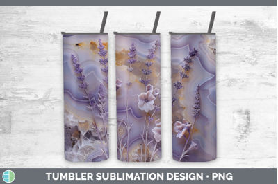 Lavender Tumbler 3D Agate Flowers Sublimation 20 oz Skinny T