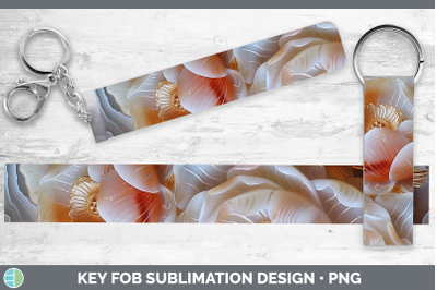 Lotus Key Fob 3D Agate Flowers Sublimation Wristlet Designs