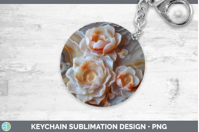 Lotus Keychain 3D Agate Flowers Sublimation Keyring Designs