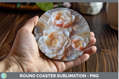 Lotus Round Coaster 3D Agate Flowers Sublimation Coaster Des