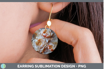 Lotus Round Earrings 3D Agate Flowers Sublimation Earrings D
