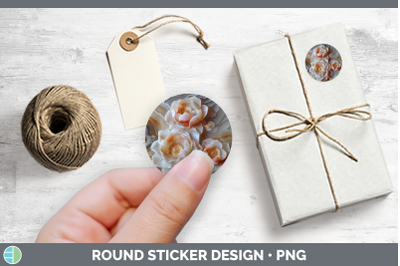 3D Agate Flowers Lotus Stickers | Round Labels Designs