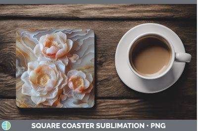 Lotus Square Coaster 3D Agate Flowers Sublimation Drink Mat