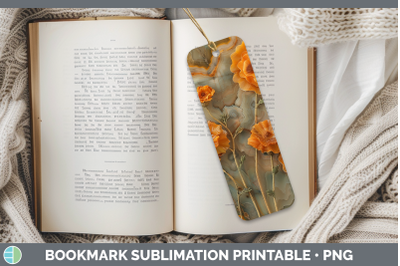 Marigold Bookmark 3D Agate Flowers Sublimation Printable Des