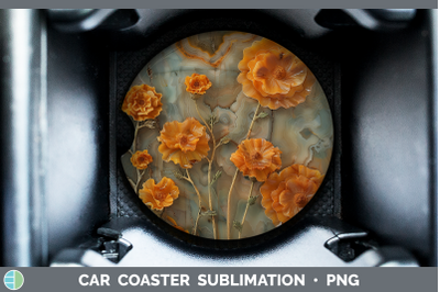 Marigold Car Coaster 3D Agate Flowers Sublimation Drink Mat