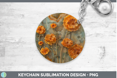 Marigold Keychain 3D Agate Flowers Sublimation Keyring Desig