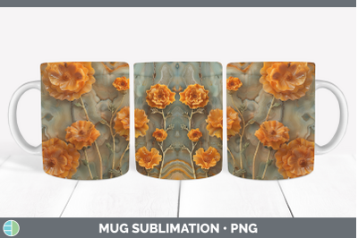 Marigold Mug Wrap 3D Agate Flowers Sublimation Coffee Cup De