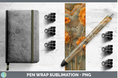 Marigold Pen Wrap 3D Agate Flowers Sublimation Pen Designs