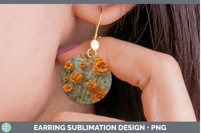 Marigold Round Earrings 3D Agate Flowers Sublimation Earring