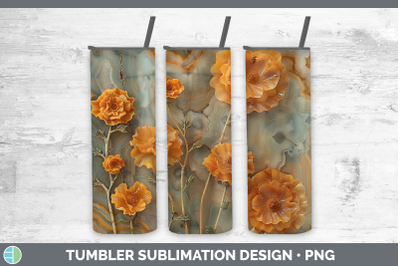 Marigold Tumbler 3D Agate Flowers Sublimation 20 oz Skinny T