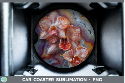 Orchid Car Coaster 3D Agate Flowers Sublimation Drink Mat De