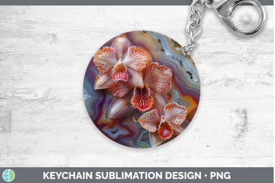 Orchid Keychain 3D Agate Flowers Sublimation Keyring Designs