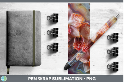 Orchid Pen Wrap 3D Agate Flowers Sublimation Pen Designs
