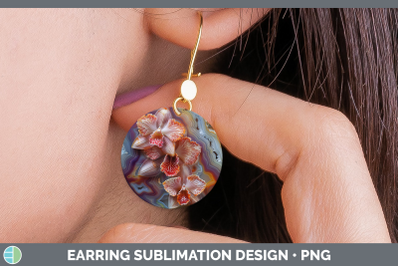 Orchid Round Earrings 3D Agate Flowers Sublimation Earrings