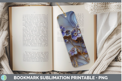 Periwinkle Bookmark 3D Agate Flowers Sublimation Printable D