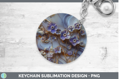 Periwinkle Keychain 3D Agate Flowers Sublimation Keyring Des