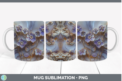 Periwinkle Mug Wrap 3D Agate Flowers Sublimation Coffee Cup