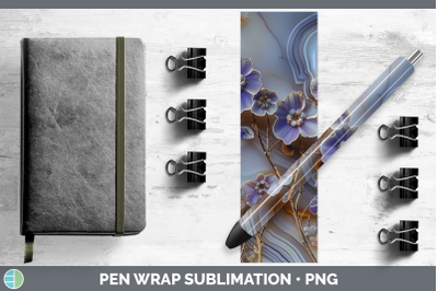 Periwinkle Pen Wrap 3D Agate Flowers Sublimation Pen Designs