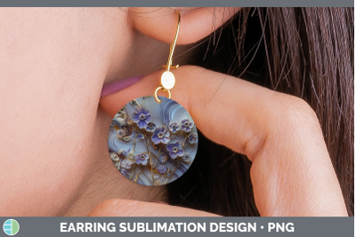 Periwinkle Round Earrings 3D Agate Flowers Sublimation Earri