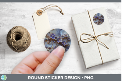 3D Agate Flowers Periwinkle Stickers | Round Labels Designs