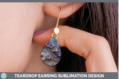 Periwinkle Teardrop Earrings 3D Agate Flowers Sublimation Ea