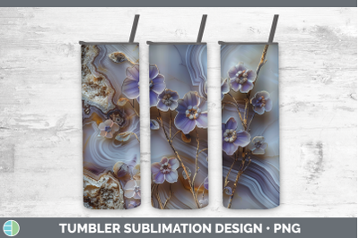 Periwinkle Tumbler 3D Agate Flowers Sublimation 20 oz Skinny
