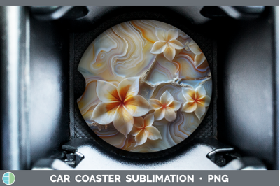 Plumeria Car Coaster 3D Agate Flowers Sublimation Drink Mat