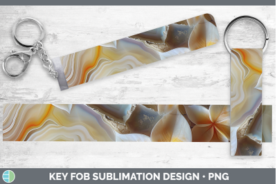 Plumeria Key Fob 3D Agate Flowers Sublimation Wristlet Desig