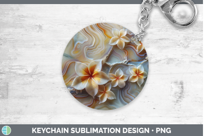 Plumeria Keychain 3D Agate Flowers Sublimation Keyring Desig