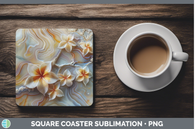 Plumeria Square Coaster 3D Agate Flowers Sublimation Drink M