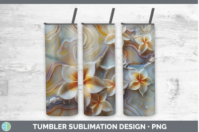 Plumeria Tumbler 3D Agate Flowers Sublimation 20 oz Skinny T