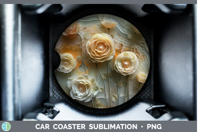 Ranunculus Car Coaster 3D Agate Flowers Sublimation Drink Ma