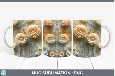 Ranunculus Mug Wrap 3D Agate Flowers Sublimation Coffee Cup