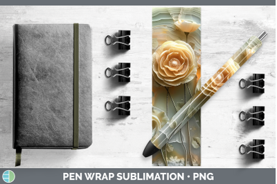 Ranunculus Pen Wrap 3D Agate Flowers Sublimation Pen Designs