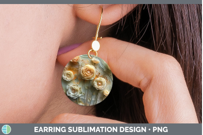 Ranunculus Round Earrings 3D Agate Flowers Sublimation Earri