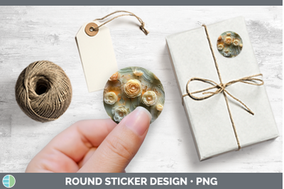 3D Agate Flowers Ranunculus Stickers | Round Labels Designs