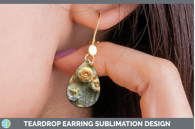 Ranunculus Teardrop Earrings 3D Agate Flowers Sublimation Ea