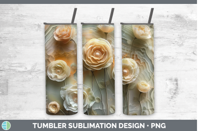 Ranunculus Tumbler 3D Agate Flowers Sublimation 20 oz Skinny