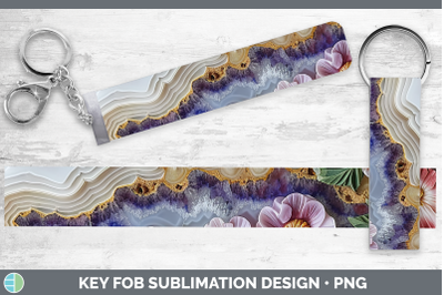 Snapdragon Key Fob 3D Agate Flowers Sublimation Wristlet Des