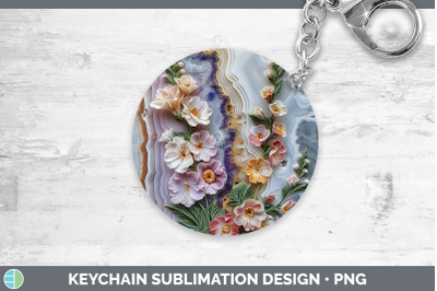 Snapdragon Keychain 3D Agate Flowers Sublimation Keyring Des