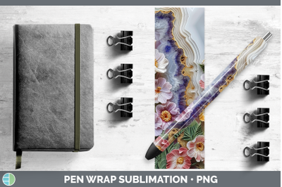 Snapdragon Pen Wrap 3D Agate Flowers Sublimation Pen Designs