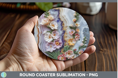 Snapdragon Round Coaster 3D Agate Flowers Sublimation Coaste
