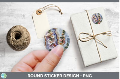 3D Agate Flowers Snapdragon Stickers | Round Labels Designs