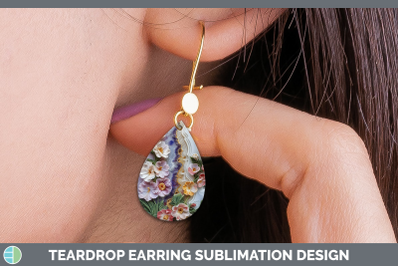 Snapdragon Teardrop Earrings 3D Agate Flowers Sublimation Ea