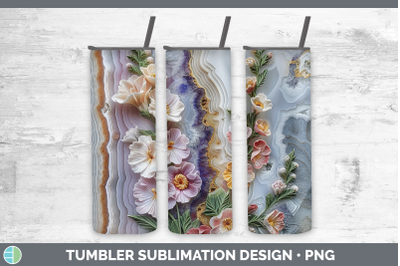 Snapdragon Tumbler 3D Agate Flowers Sublimation 20 oz Skinny