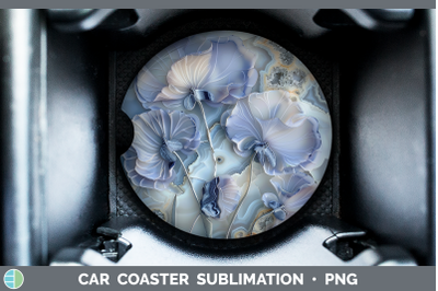Sweet Pea Car Coaster 3D Agate Flowers Sublimation Drink Mat