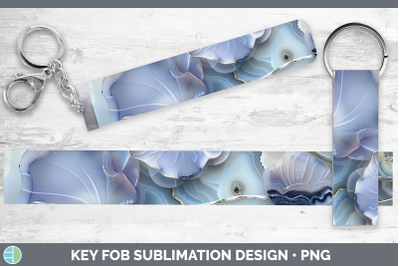 Sweet Pea Key Fob 3D Agate Flowers Sublimation Wristlet Desi
